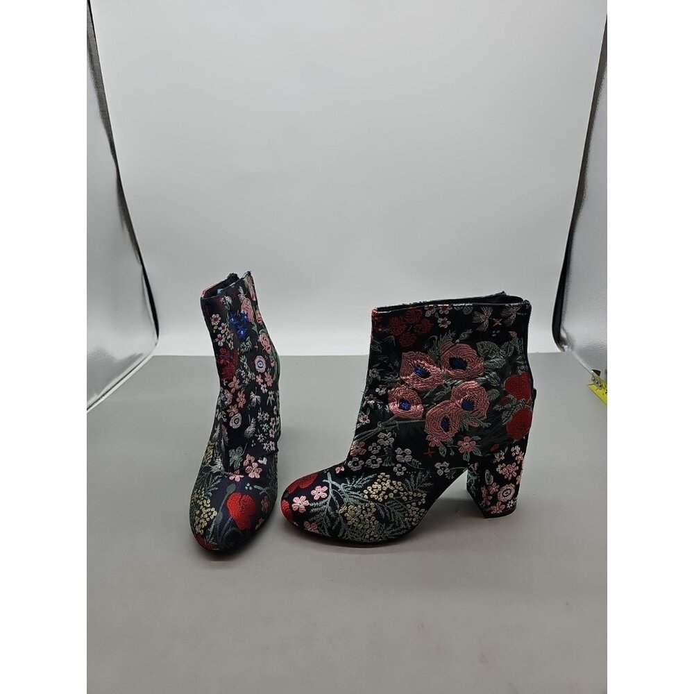 METAPHOR Womens 7 Flora Heeled Booties Boho Embroidered Floral Cottagecore